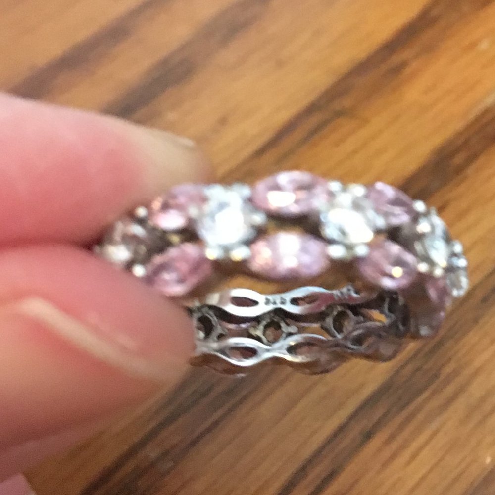 Sterling Silver and CZ encrusted eternity band - Picture 2 of 6